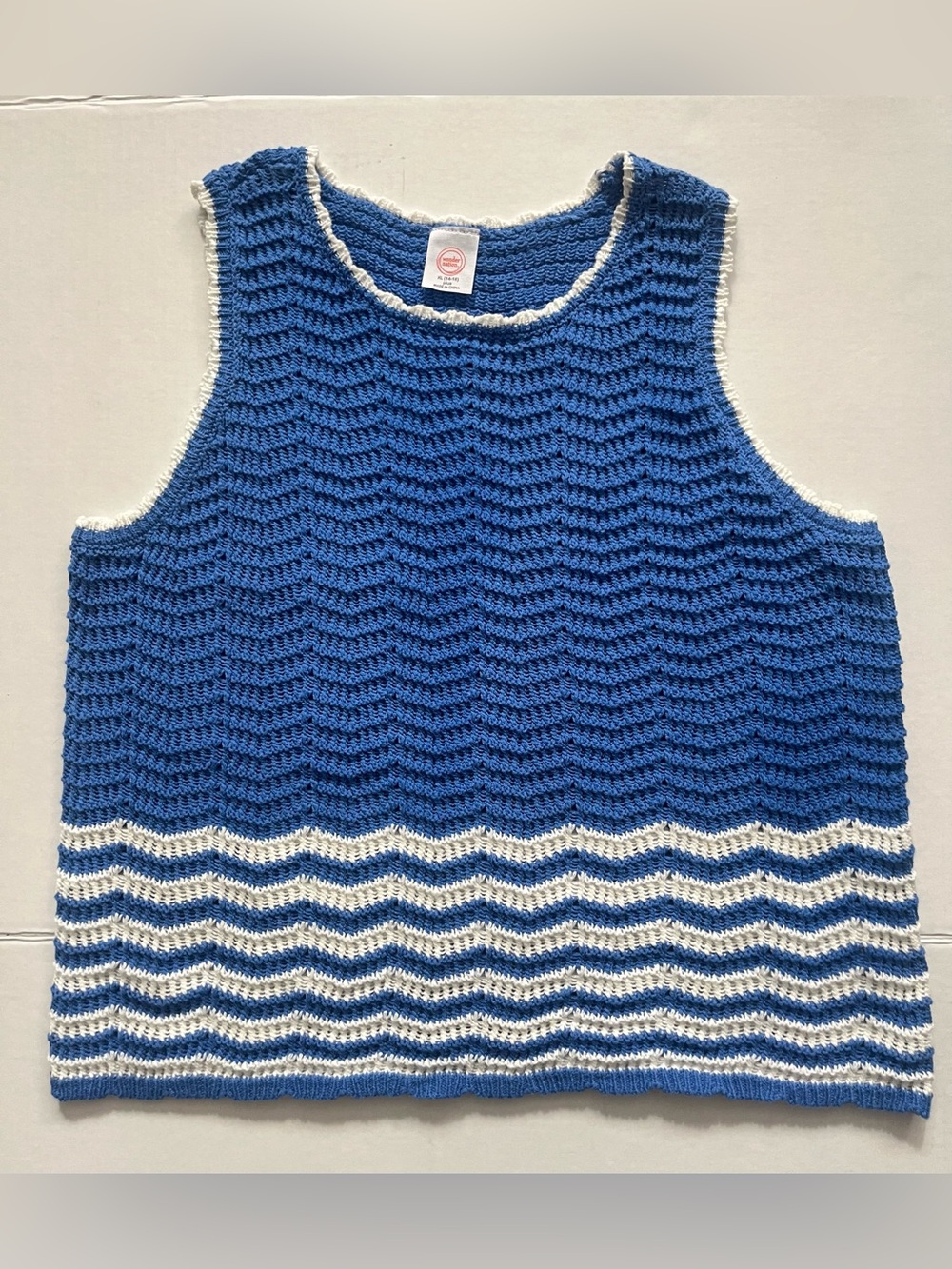 Blue and White Knit Sweater